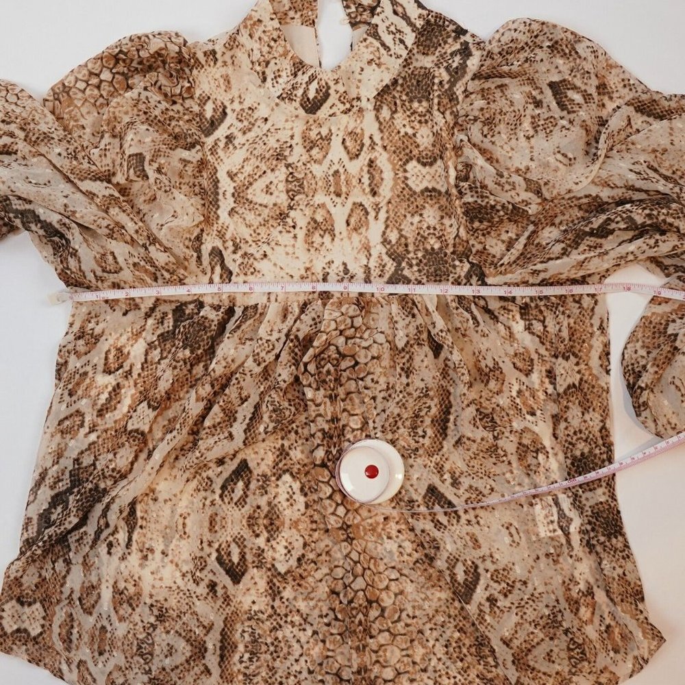 Bardot Snake Print Blouse Brown Cream - XS - NWT - Picture 6 of 7